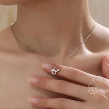 Sterling Silver Tiny Little Robin Bird Pendant Necklace, 2 of 12