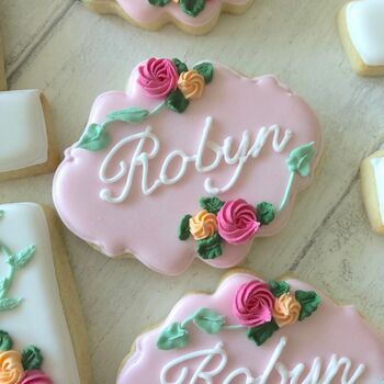 1st Birthday Floral Iced Biscuits / 12 Iced Biscuits, 2 of 4