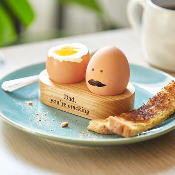 Personalised Solid Oak Double Egg Cup, 2 of 12