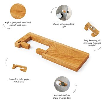 Wooden Toilet Paper Rack With Shelf, 8 of 11