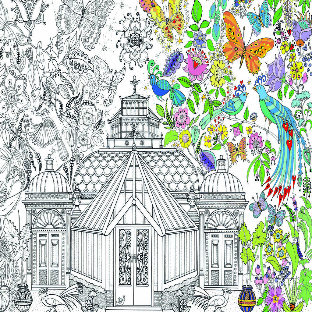 100 x 70 cm Giant Size Garden Glass House Colouring In Poster