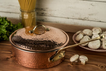 Solid Copper Saucepan With Lid, Brass Handles 3000 Ml, 4 of 4