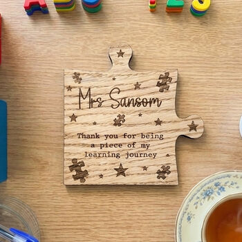 Personalised Thank You Teacher Wooden Coaster Gift, 3 of 6