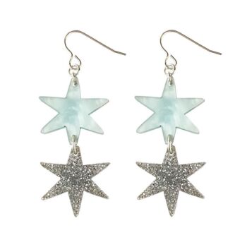 Silver Glitter Acrylic Star Dangle Earrings, 3 of 4