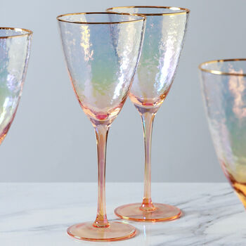 G Decor Set Of Four Lustre Hammered Wine Glasses, 2 of 4