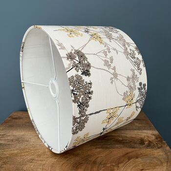 Hedgerow Charcoal And Ochre Botanical Drum Lampshades, 8 of 10