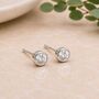Sterling Silver April Birthstone Stud Earrings, thumbnail 2 of 4