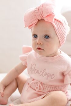Soft Knit Personalised Embroidered Frill Sleeve Romper, 5 of 12