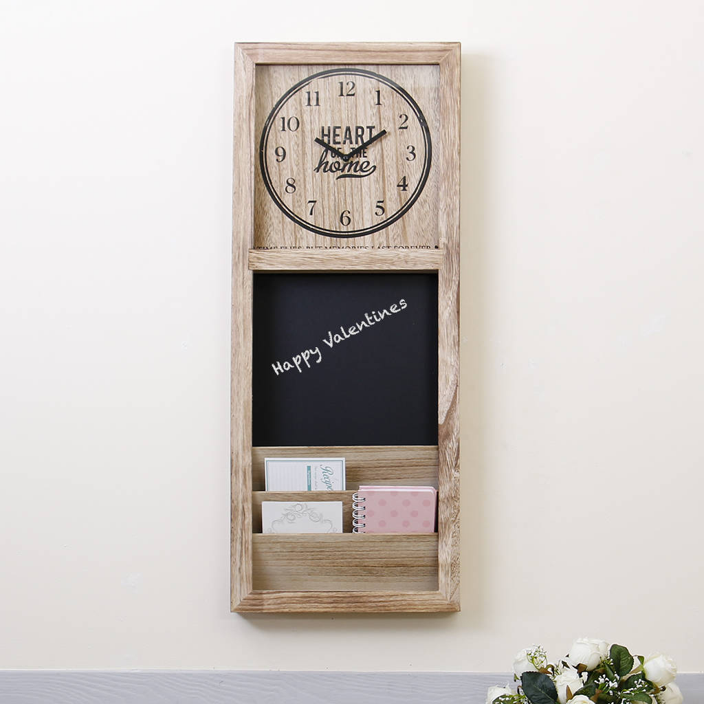 Wall Mounted Letter Rack Chalkboard And Clock By Dibor Wall Mounted Letter Rack Chalkboard And Clock