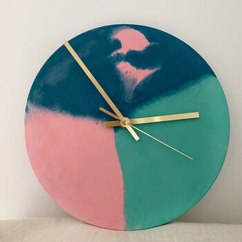 Navy, Teal And Blush Eco Resin Clock, 3 of 3