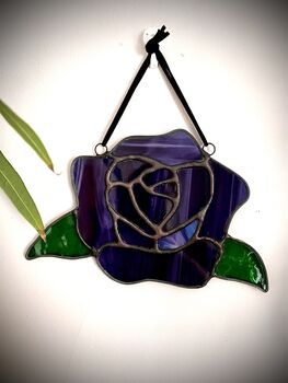 Rose Stained Glass Sun Catcher Wall And Window Art, 4 of 8