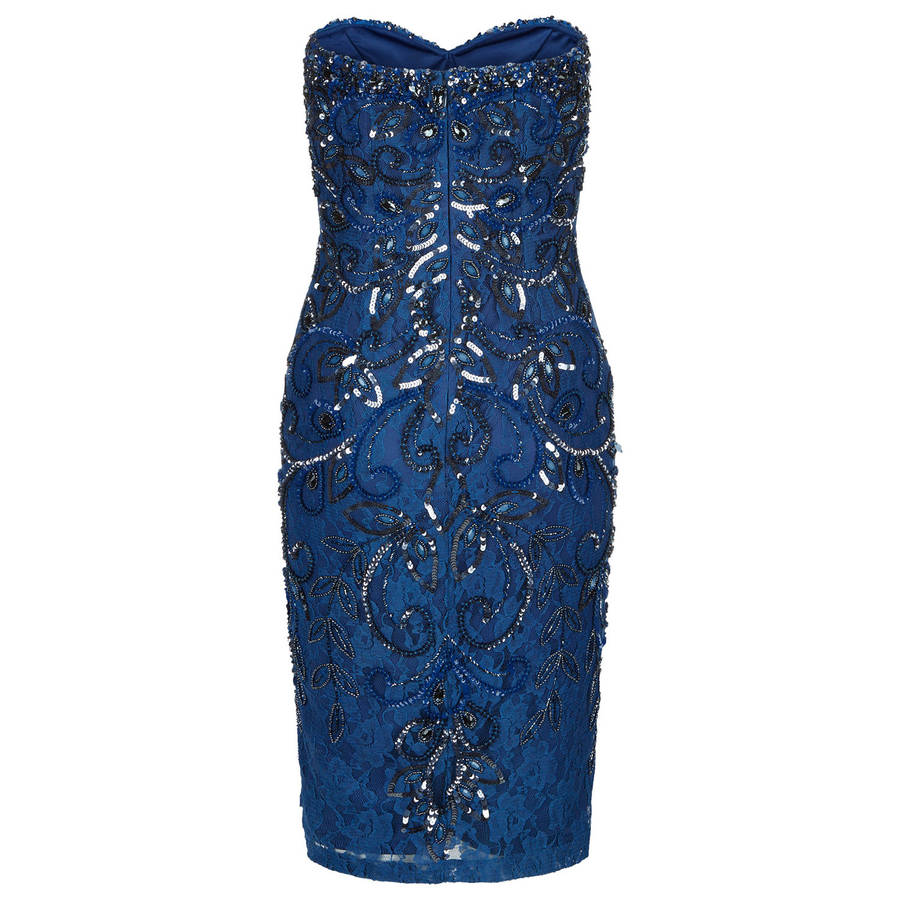 Cordelia Beaded Mesh Pencil Cocktail Dress By Brand X