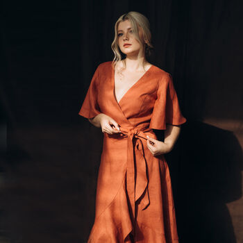 Linen Maxi Wrap Dress | Bridesmaid And Special Occasion Dress, 2 of 12