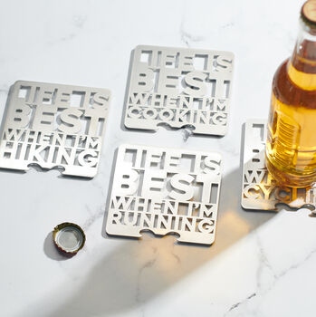 Running Stainless Steel Coaster With Bottle Opener, 7 of 10