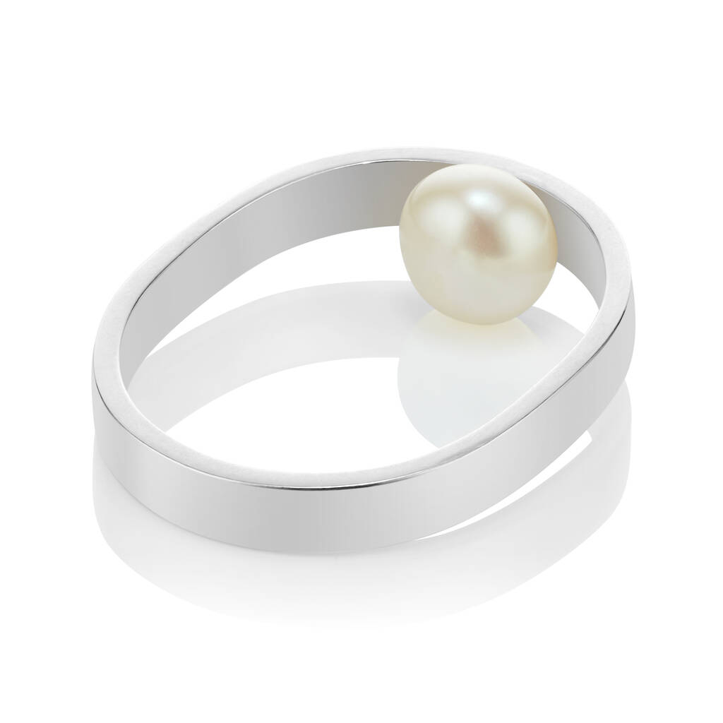 'Beautifully Simple' Handmade Pearl Silver Ring, 1 of 9