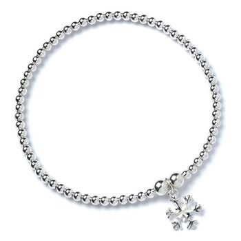Snowflake Sterling Silver Ball Bead Bracelet, 3 of 6