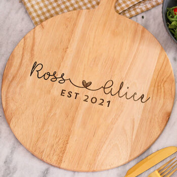 Personalised Couples Heart Pizza Board Gift For Wedding, 3 of 3