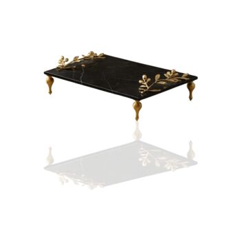 Black Marble Tray With Gold Olive Branch Accents, 2 of 2