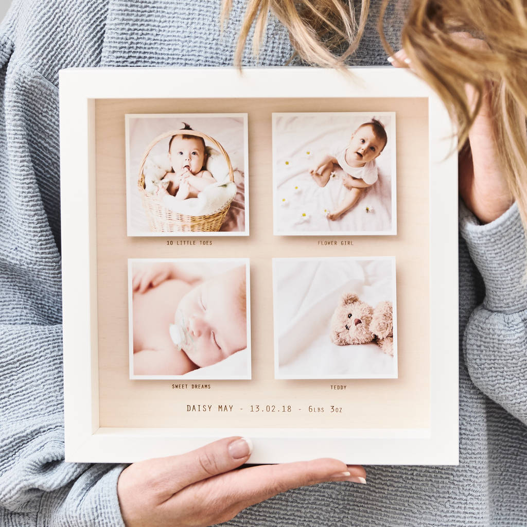 Personalised Wooden Framed Baby Photo Print, 1 of 7