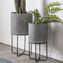 Grey Industrial Metal Planters – Set Of Two, thumbnail 1 of 2