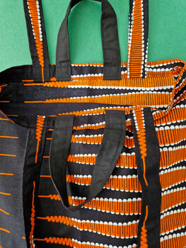 African Print Tote Bag | Black Orange Doyin Print, 6 of 6