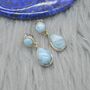 Larimar Earrings: Silver, Blue Gemstone Teardrop, thumbnail 2 of 6