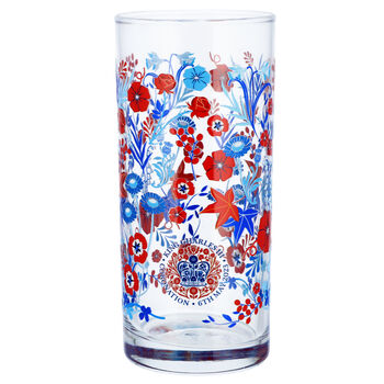 Blue And Red Floral King's Coronation High Ball Glass, 2 of 5