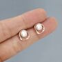 Genuine Pearl And Mobius Circle Stud Earrings, thumbnail 4 of 12