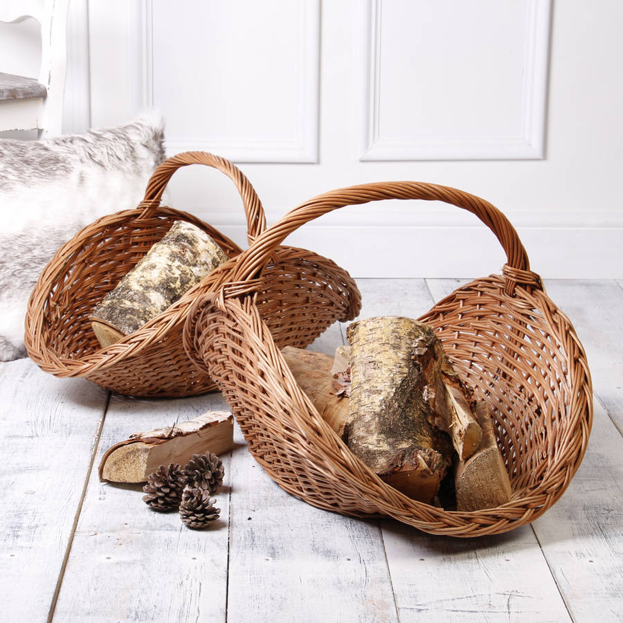set of two buff willow log baskets by dibor
