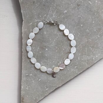 Flat Shell And Moon Charm Bracelet, 3 of 6