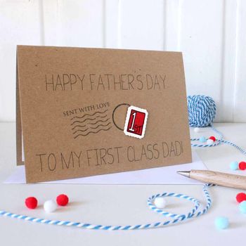 Personalised First Class Dad, Happy Father's Day Card, 2 of 7