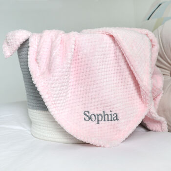 Personalised Pink Waffle Baby Blanket, 2 of 6