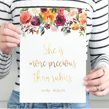 'She Is More Precious' Personalised Nursery Print, 2 of 2