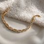 14 K Gold Oval Link Bracelet With Pave Zirconia Detail,Box Clasp Bracelet Jewellery Gift For Her, thumbnail 2 of 4