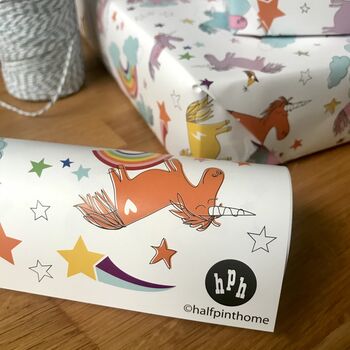 Unicorn Gift Wrapping Paper Or Gift Wrap And Card Set, 10 of 12