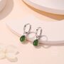 Sterling Silver Dangling Jade Droplet Hoop Earrings, thumbnail 1 of 9