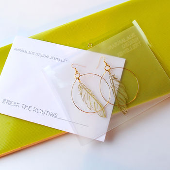 Delicate Gold Plated And Vinyl Feather Hoop Earrings, 5 of 5