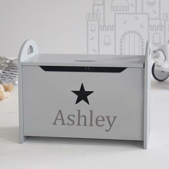 Personalised Grey Star Toy Box, 2 of 2