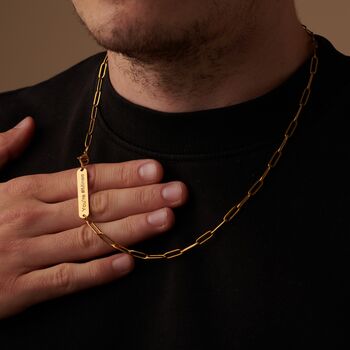 Gold Personalised Paper Clip Chain Necklace For Men And Women, 7 of 10