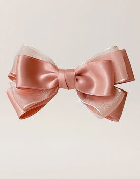 Sugar Rose Bow Barrette With A Pink Satin Drawstring Bag, 2 of 6