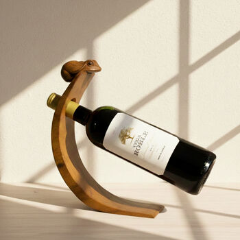 Rabbit And Squirrel Balancing Wooden Wine Bottle Holder, 4 of 12