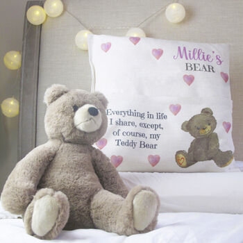 Personalised Childs Cushion With Teddy Bear, 2 of 9