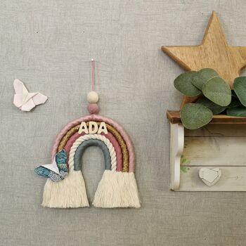 Personalised Rainbow Macrame,Gold Sparkle Wall Hanging, 2 of 10