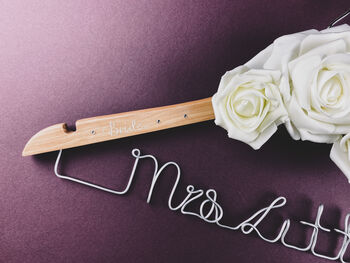 Wooden Wire Personalised Bridal Wedding Hanger, 7 of 11