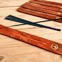 Wooden Incense Stick Holder Brass Design Ash Catcher, thumbnail 3 of 12