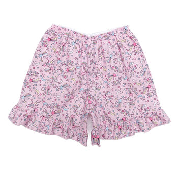 Girls Pink Cosmic Cotton Pyjama Short Set Moon And Star, 6 of 8