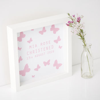 Personalised Butterfly Framed Christening Print, 5 of 5