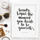 'beauty Begins' Coco Chanel Typography Print By The Motivated Type ...