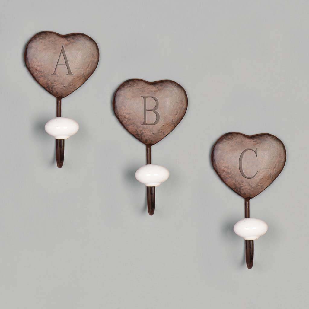 Three Personalised Heart Hooks Wedding Gift By Dibor