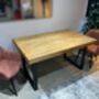 Solid Oak Dining Table With Raw Steel Legs, thumbnail 3 of 3